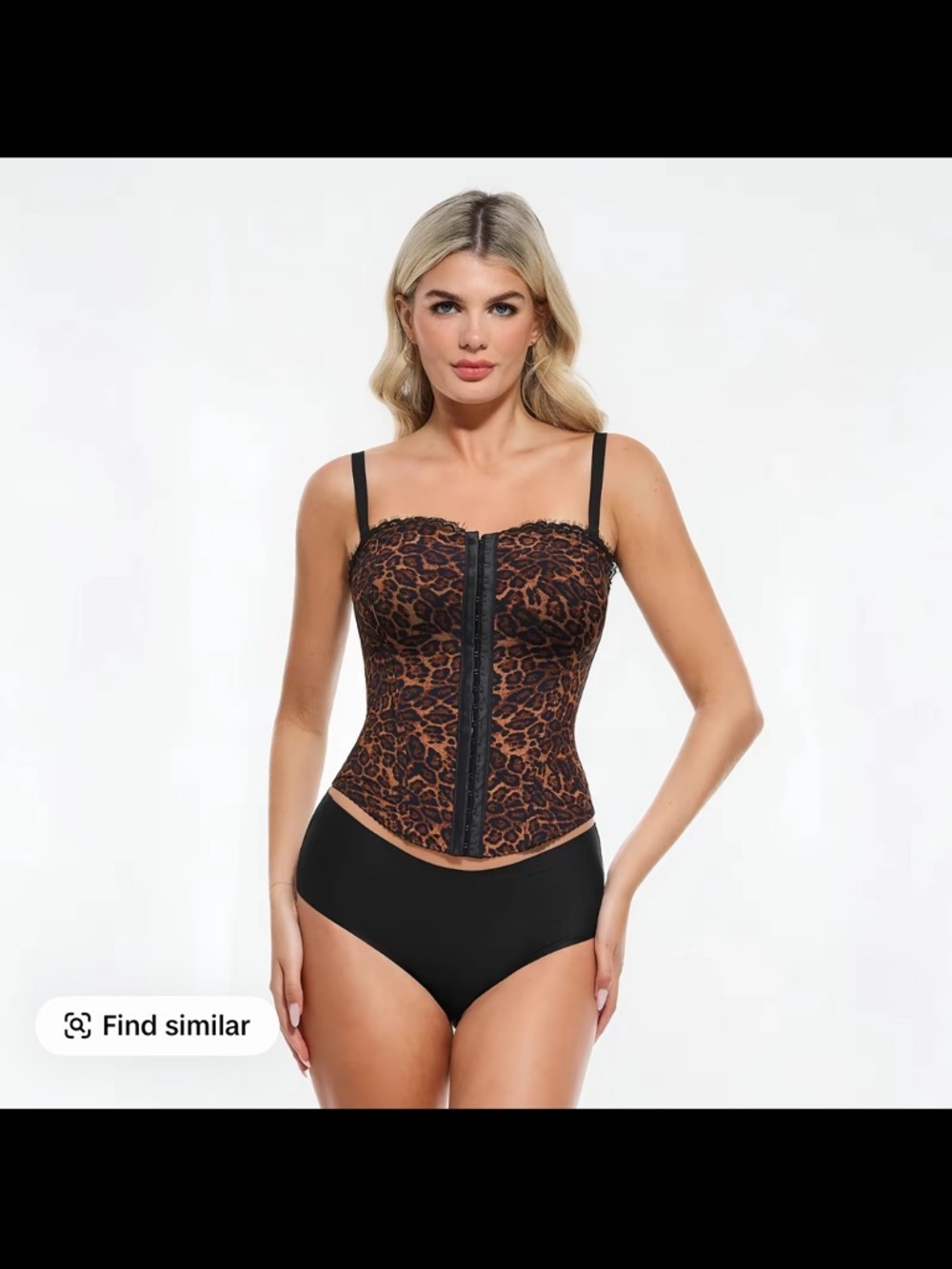 Popilush Leopard Lace Bustier Tank Top - Black/Brown
